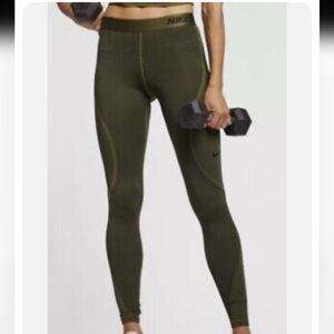 Nike Pro Women’s Hyperwarm Leggings- Olive Canvas active wear small
